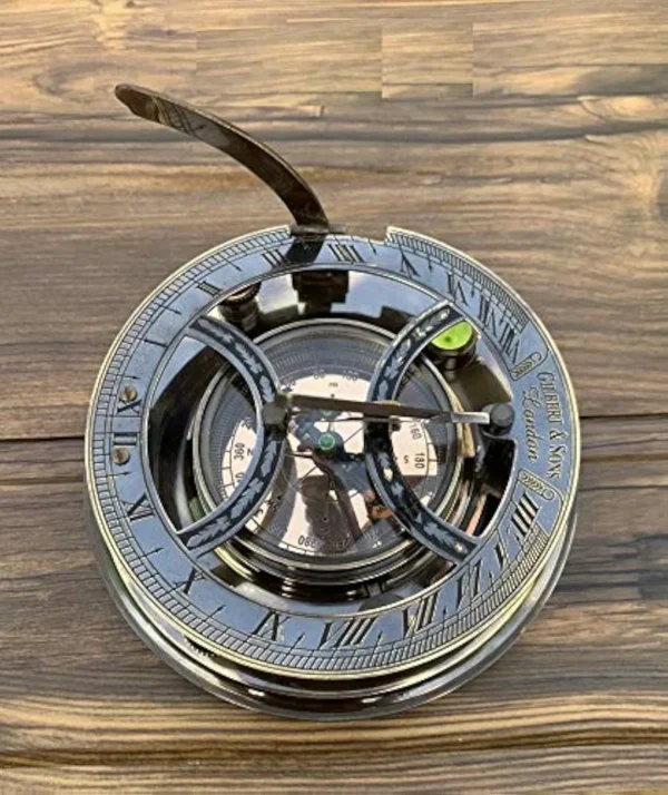 Sundial Brass Compass- Brass Nautical - Antique Brass & Copper Sundial Compass, Sundial Clock - Sun Clock Ship Replica Watch - Image 2