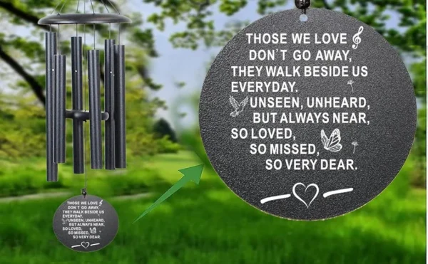 NETAEX Sympathy Wind Chimes, 40" Memorial Wind Chimes for Loss of Loved One, Sympathy Memorial Bereavement Gift,in Memory of Loved One Loss of Mother Father，Home Decor Garden Patio Outdoor (Black) - Image 2