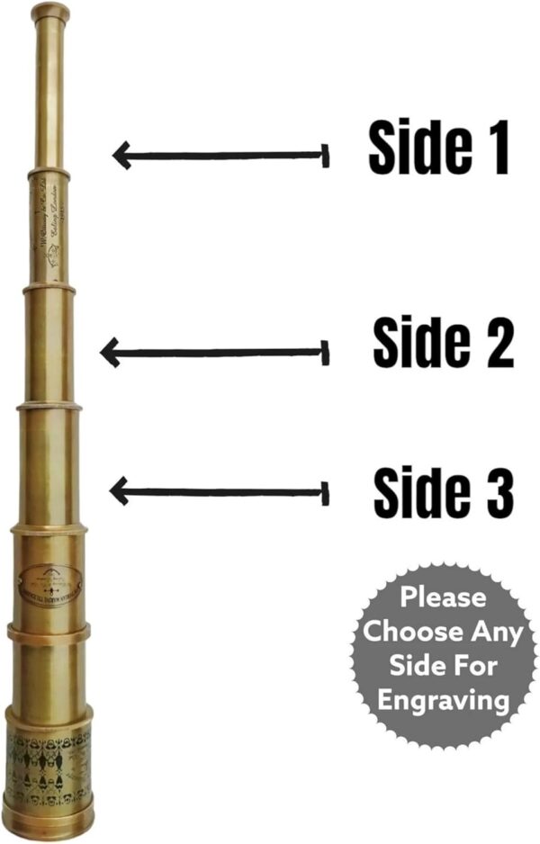 Antique Telescope 1915 London Brass Maritime 20x Vintage Pirate Spyglass Functional Brass & Clear Vision Pirate Telescope 18" with Leather case - Wonderful Gift (Personalized) - Image 3