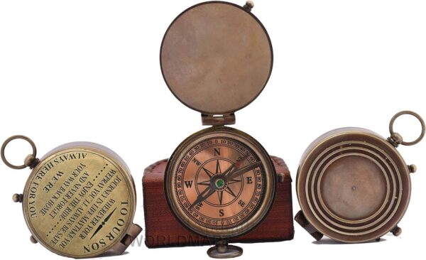 Son Gifts Brass Compass Christmas Unique Gift with Leather Case | Our Son Compass Hiking Navigation Gifts, Son Gift from mom and dad, Bithday Gifts, Graduation Gifts - Image 2