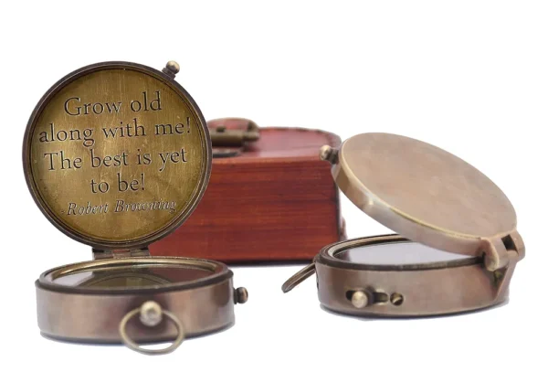 Personalized Inscription Antique Brass Compass Engraved with Leather Case Son Mom Children Gift Baptism Birthday Working Compass - Image 4