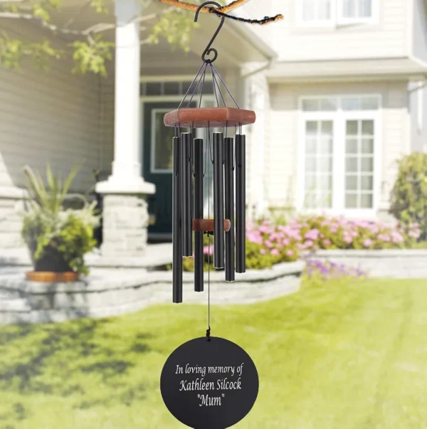 Wind Chime, Engraved Wind Chimes, Guaranteed Musically Tuned Chime, Sympathy Wind-Chime (30" Inch, Brown & Black) - Image 4