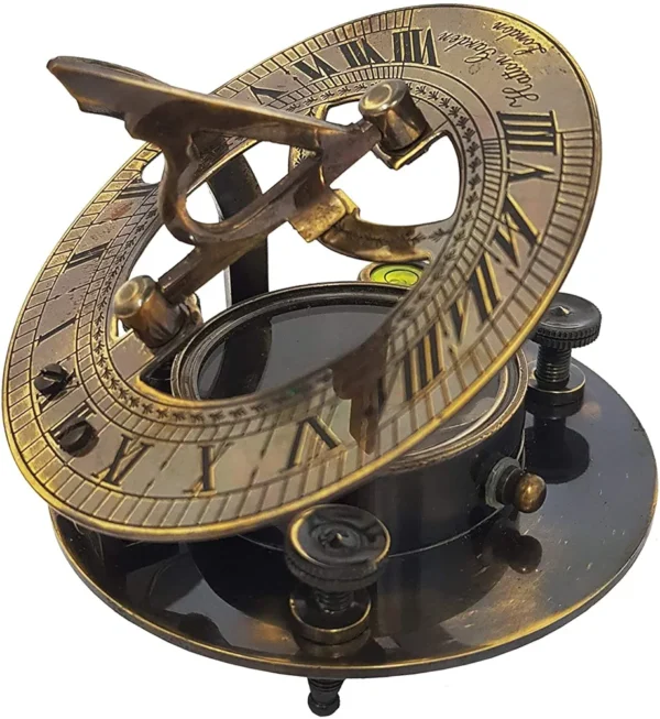 Sundial Brass Compass- Brass Nautical - Antique Brass & Copper Sundial Compass, Sundial Clock - Sun Clock Ship Replica Watch - Image 4
