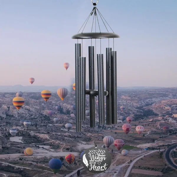 Memorial Wind Chimes for Loss of Loved One Rememberance Gifts for Loss of Dad Mom Wife Husband Daughter Large Angel Windchimes Garden Patio Home Décor (Black #3 Wings) - Image 5