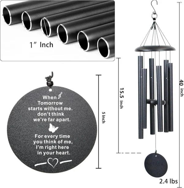 The Wind Chime CO Memorial Wind Chimes, 40" Inch Sympathy Wind Chimes Gift for The Loss of A Loved one, Home Decor Outdoor Garden, Soothing Melodic Tones (Personalized) - Image 3
