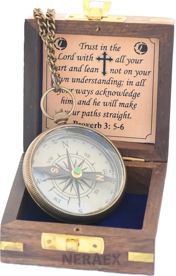 Trust in The Lord -Proverbs 3: 5-6 Quote Engraved Compass | Camping Compass Inspirational Christian Religious Gifts Men Women Catholic 2023 Graduation Gift Boys Girls - Image 6