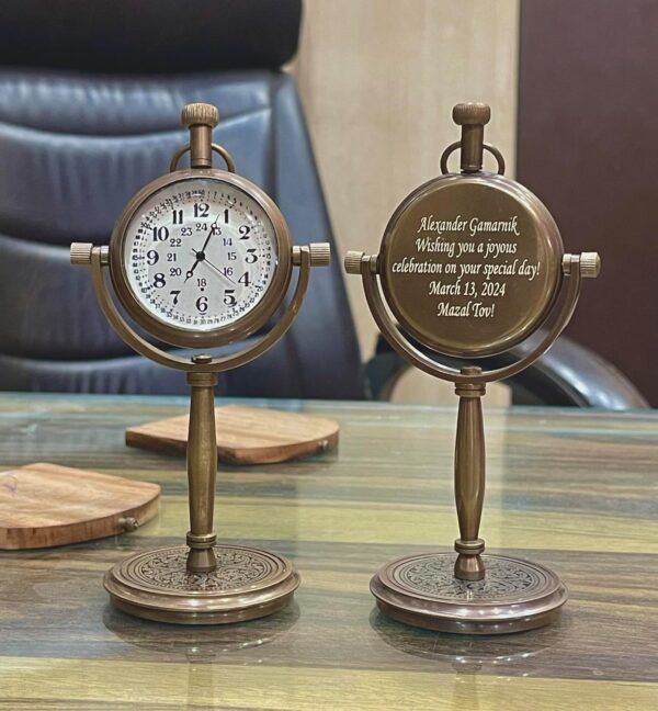 Engraved Dad Gifts Antique Desk Clock - Personalized Office Table Clock - Meaningful Gift for Dad - A for Father's Day - Image 3
