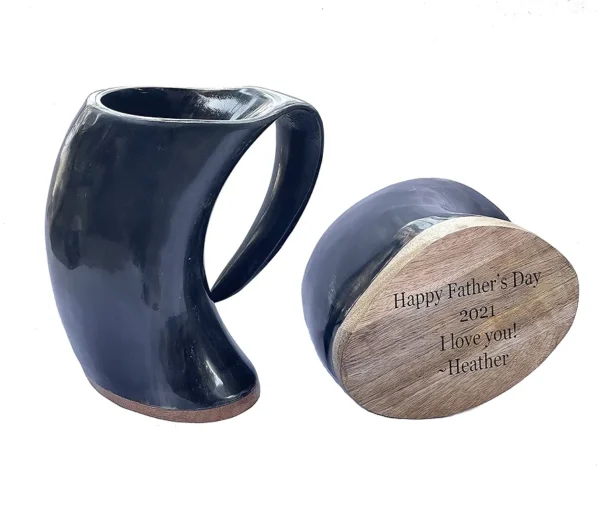 Engraved Original Viking Drinking Horn Cup Personalized Authentic Viking Drinking Horn Large Tankard for Beer Mead Medieval Inspired Stein Mug Food Safe Vessel with Handle (25 Oz XL Size) - Image 4