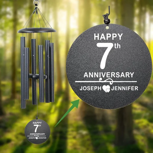 NETAEX Personalized 1 to 50th Wind Chime - Traditional Windchime with 6 Tubes, Gift for Husband, Wife and Couple - Image 3