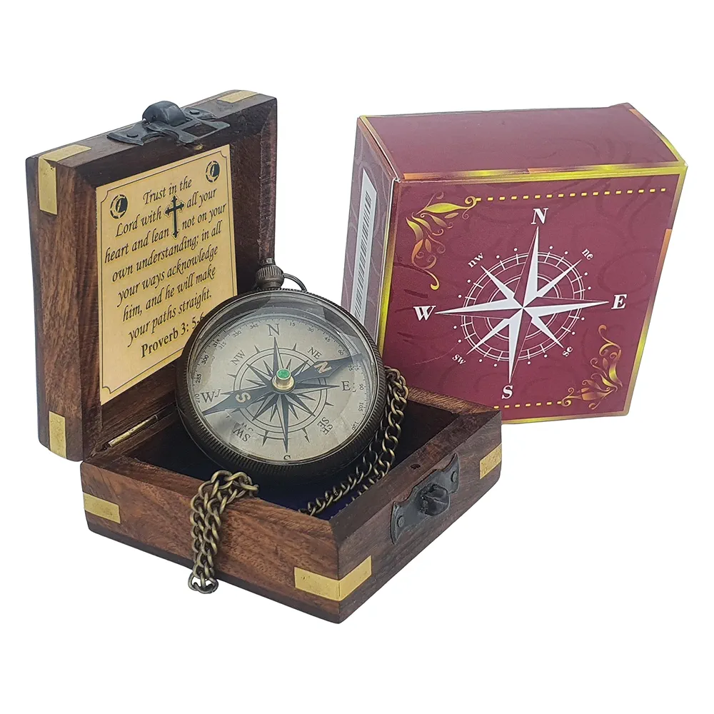 Trust in The Lord -Proverbs 3: 5-6 Quote Engraved Compass | Camping Compass Inspirational Christian Religious Gifts Men Women Catholic 2023 Graduation Gift Boys Girls