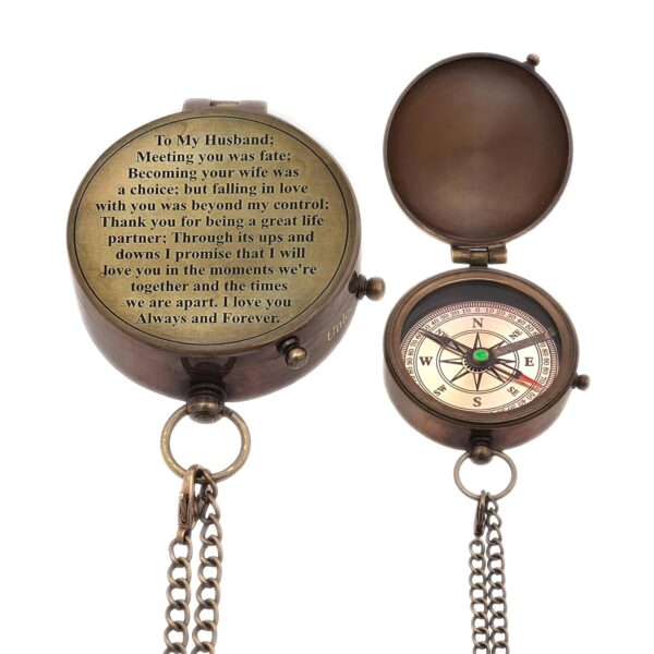 Engraved Compass, Gift for Husband,Anniversary,Wedding Gift for Him, Long Distance Boyfriend Gift, Fiance Gift I Miss You Long Distance Relationship Gift for Army Boyfriend Gift (to My Husband 5) - Image 7