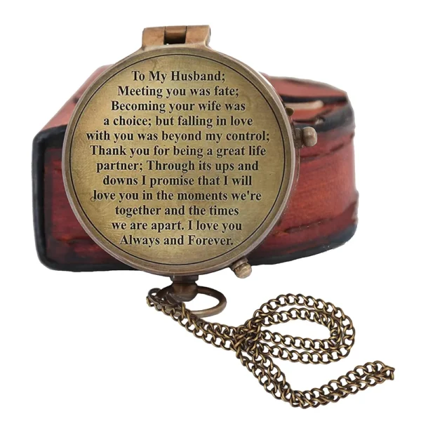 Engraved Compass, Gift for Husband,Anniversary,Wedding Gift for Him, Long Distance Boyfriend Gift, Fiance Gift I Miss You Long Distance Relationship Gift for Army Boyfriend Gift (to My Husband 5) - Image 5