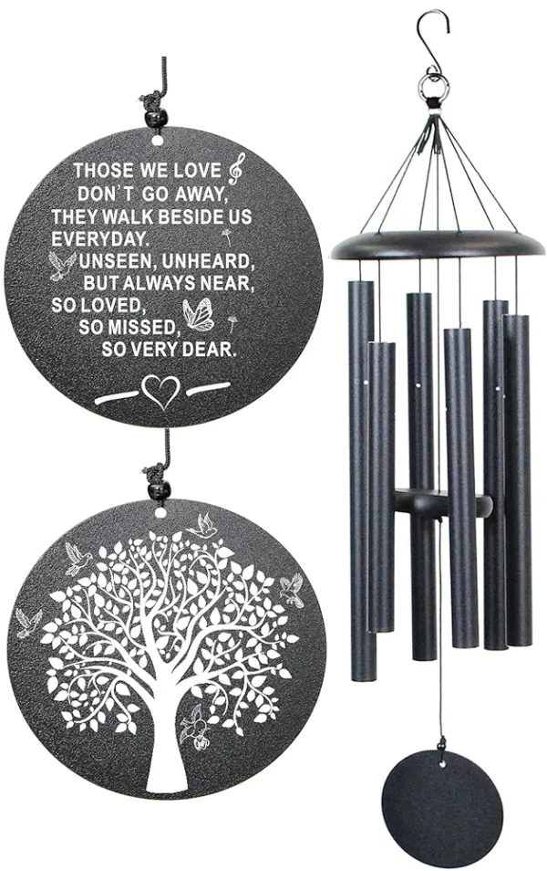 NETAEX Sympathy Wind Chimes, 40" Memorial Wind Chimes for Loss of Loved One, Sympathy Memorial Bereavement Gift,in Memory of Loved One Loss of Mother Father，Home Decor Garden Patio Outdoor (Black)