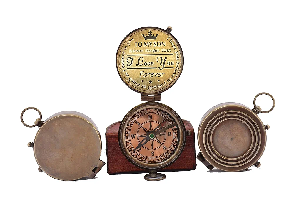Mom to Son Compass – to My Son Love Mom – Mother to Son Gifts/Dad to Son - Graduation Day Gifts for Son - Son Birthday Gifts - Confirmation Gifts for Son