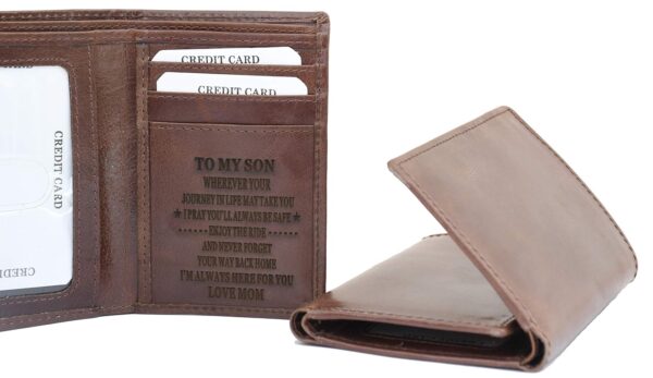 Engraved Wallet for Men Slim Men's Leather Stylish Wallet with Credit Card ID Window Best Gift For Men (My Husband Gift) - Image 4