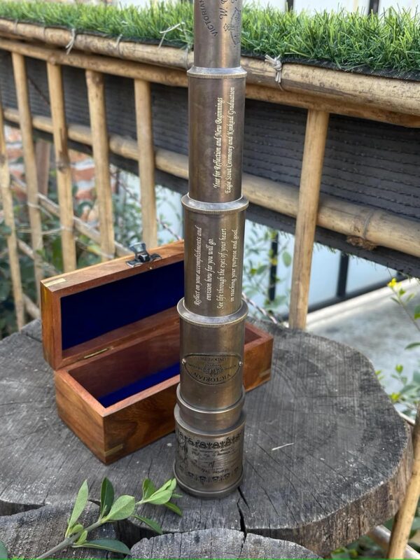 Antique Telescope 1915 London Brass Maritime 20x Vintage Pirate Spyglass Functional Brass & Clear Vision Pirate Telescope 18" with Leather case - Wonderful Gift (Personalized) - Image 8