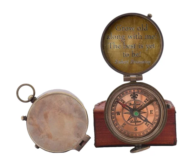Personalized Inscription Antique Brass Compass Engraved with Leather Case Son Mom Children Gift Baptism Birthday Working Compass - Image 3