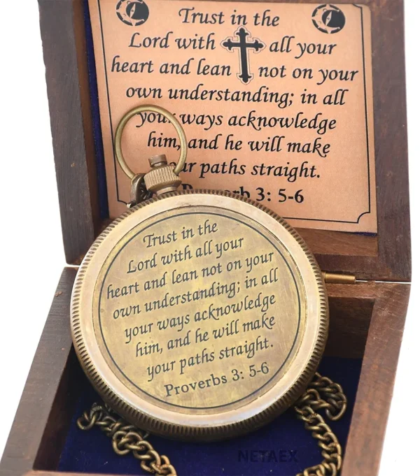 Trust in The Lord -Proverbs 3: 5-6 Quote Engraved Compass | Camping Compass Inspirational Christian Religious Gifts Men Women Catholic 2023 Graduation Gift Boys Girls - Image 4