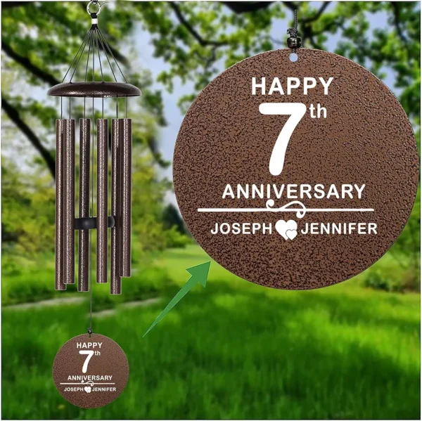 NETAEX Personalized 1 to 50th Wind Chime - Traditional Windchime with 6 Copper Tubes, Gift for Husband, Wife and Couple - Image 5