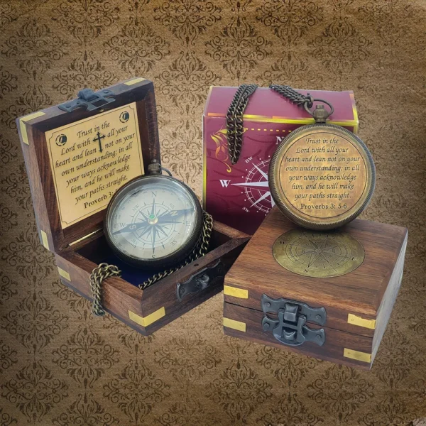 Trust in The Lord -Proverbs 3: 5-6 Quote Engraved Compass | Camping Compass Inspirational Christian Religious Gifts Men Women Catholic 2023 Graduation Gift Boys Girls - Image 5
