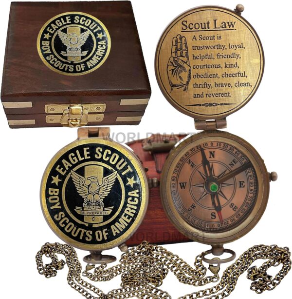 Boy Scout of America, Eagle Scout Compass Gift Compass with Wooden Case, Eagle, Scaut of America, Graduation, Eagle Ceremony - Image 2